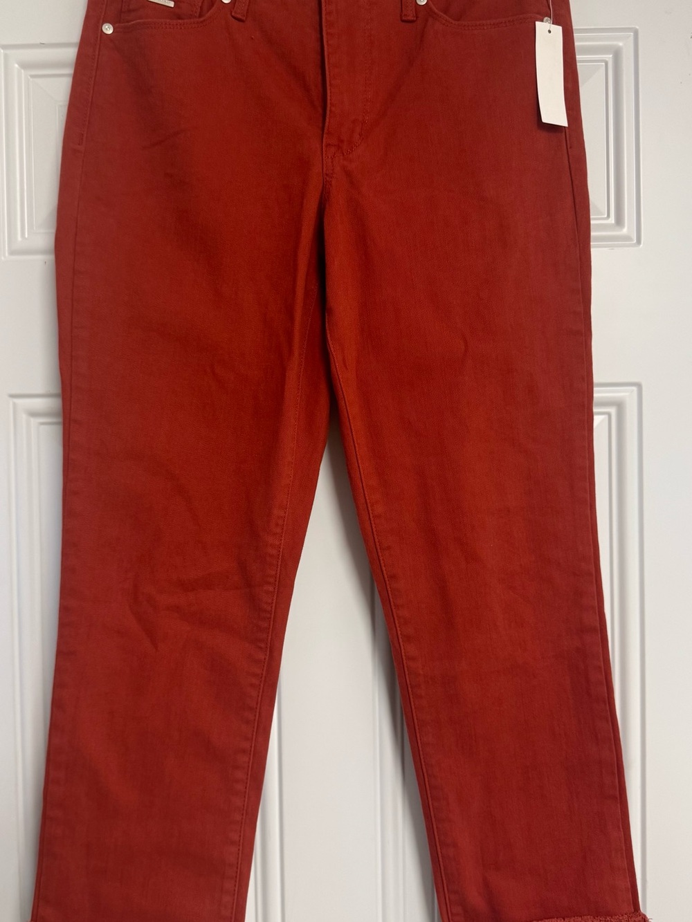 Nine West Women's Rust Red Cropped Straight-Leg Jeans